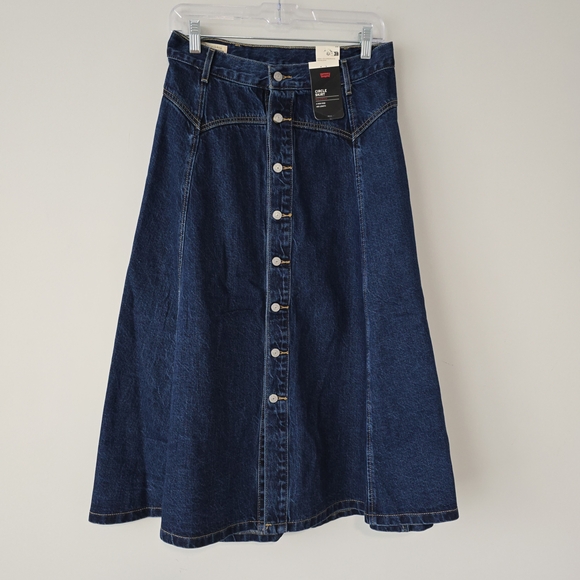 Levi's Dresses & Skirts - Levi's High Rise Denim Circle Skirt Women 28 Dark Wash Yoke Western NWT